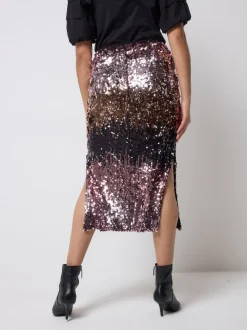SCAMP & DUDE Pink Split Front Skirt with Sequin
