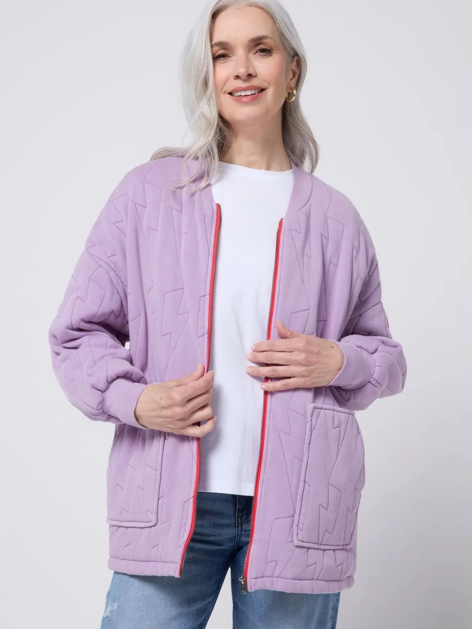 SCAMP & DUDE Purple Quilted Bolt Bomber Jacket