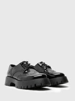 Schuh Black Laina Chunky Patent Brogues