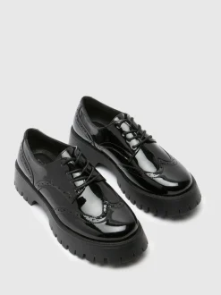 Schuh Black Laina Chunky Patent Brogues