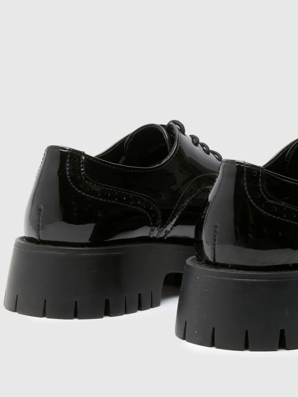 Schuh Black Laina Chunky Patent Brogues