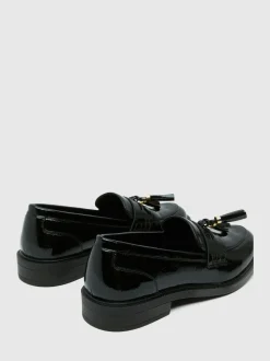 Schuh Black Layne Patent Tassel Loafers