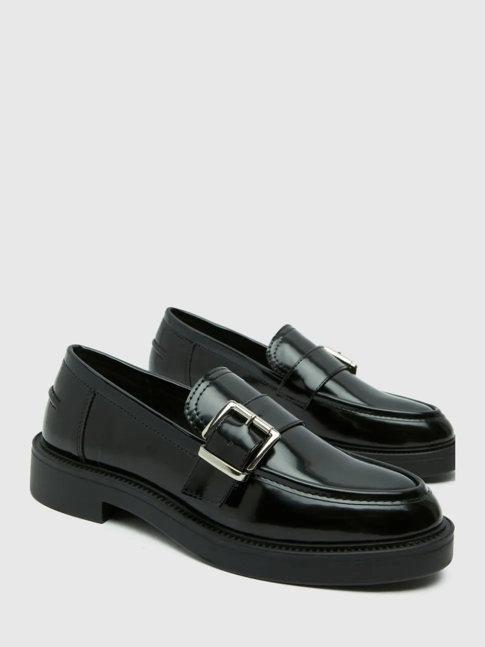 Schuh Black Lilac Buckle Shoes