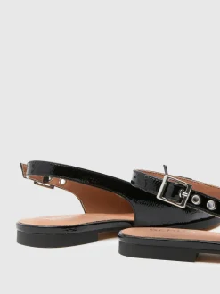 Schuh Black Lorie Point Hardware Flat Shoes