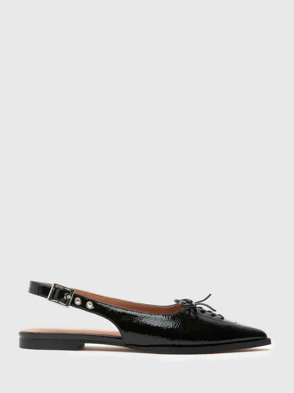 Schuh Black Lorie Point Hardware Flat Shoes