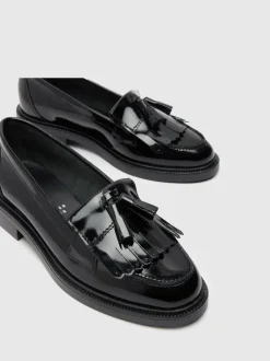 Schuh Black Wide Fit Lizzie Leather Compass Shoes