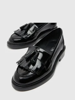 Schuh Black Wide Fit Lizzie Leather Compass Shoes