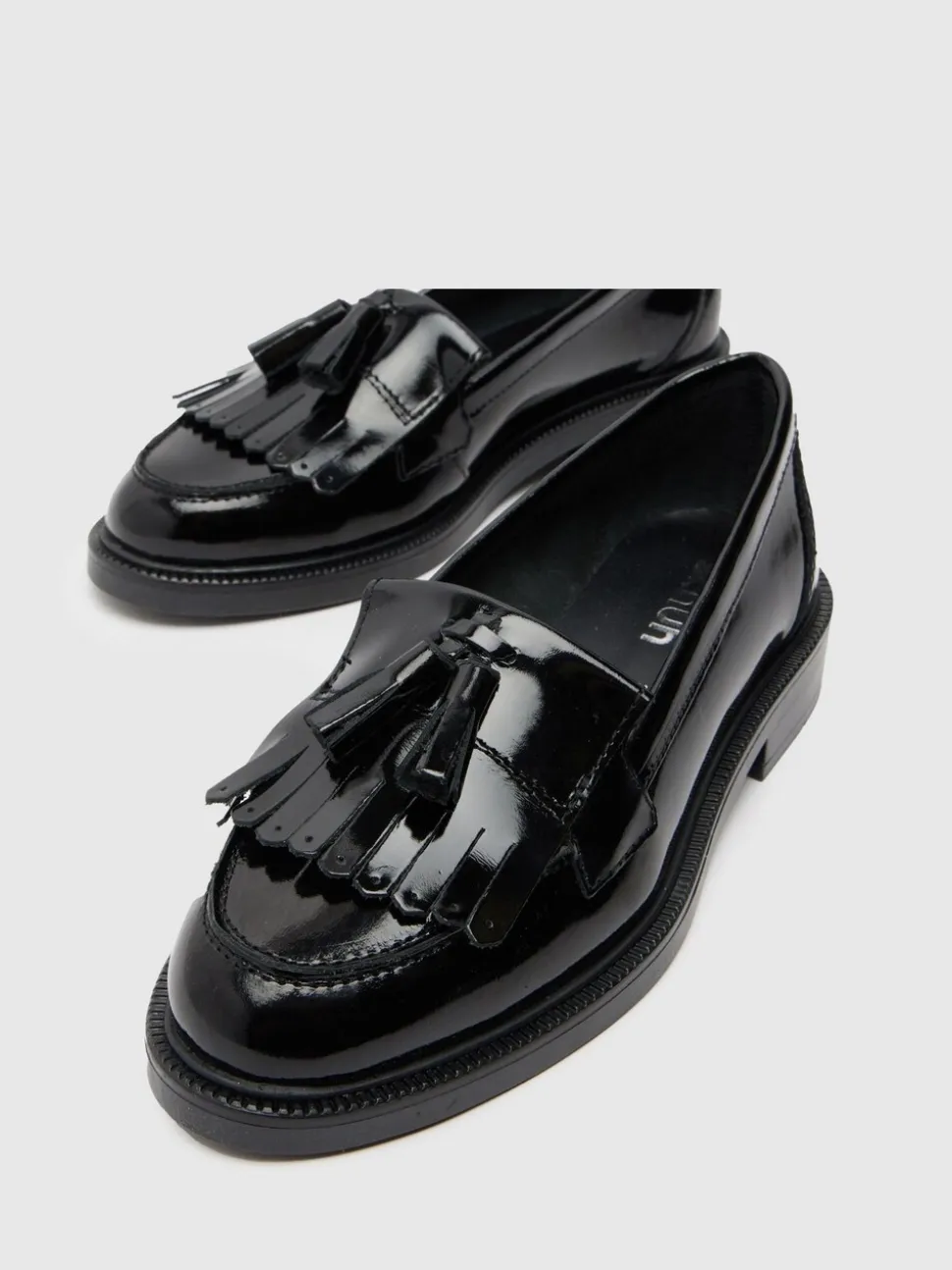 Schuh Black Wide Fit Lizzie Leather Compass Shoes