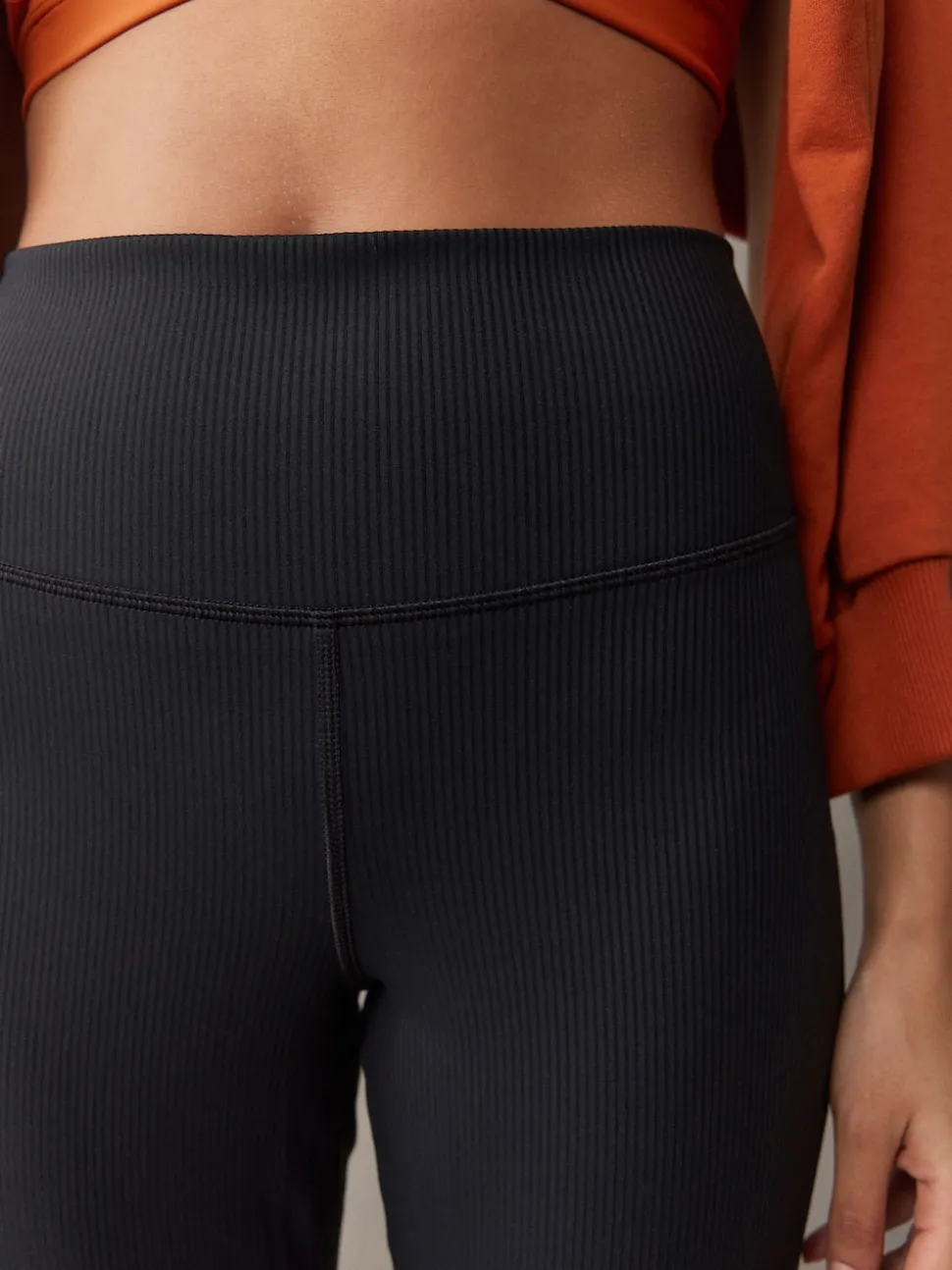 self. Black Rib Wide Leggings