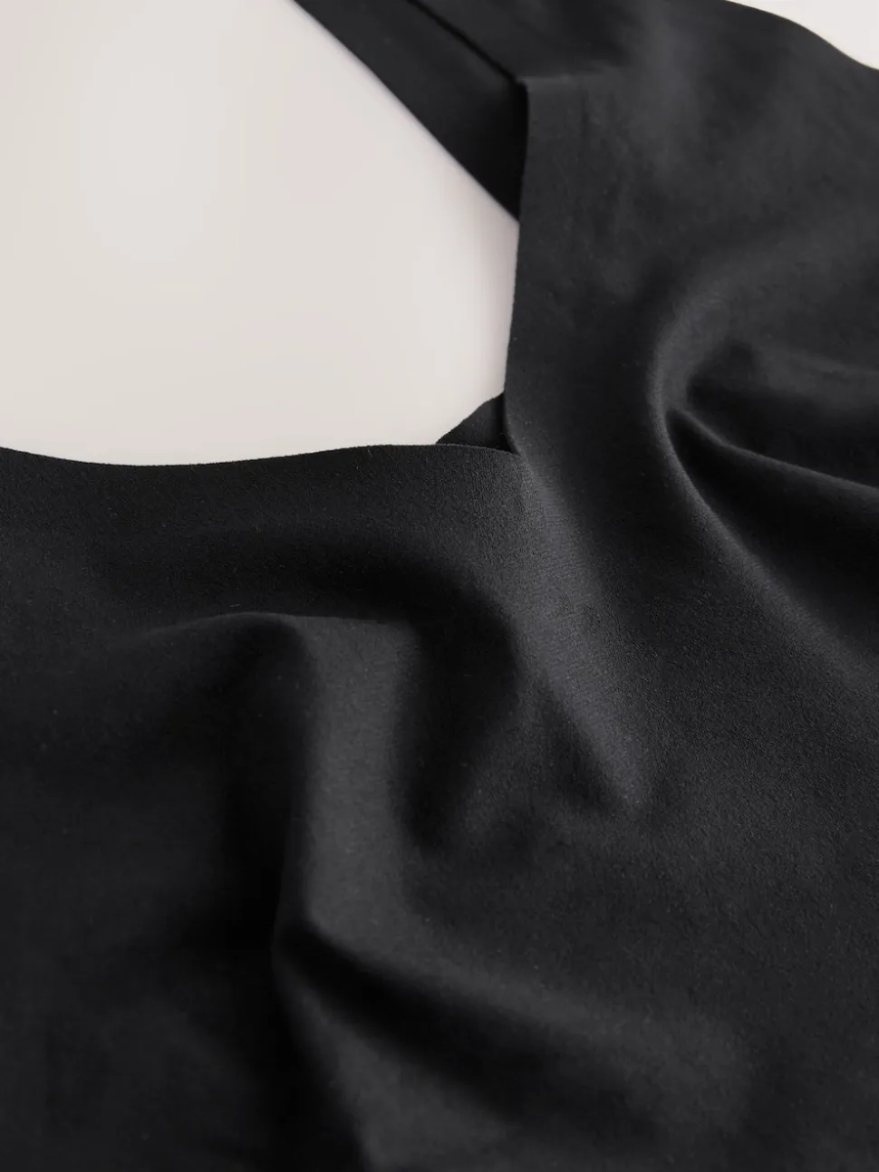 self. Black V-Neckline Smoothing Crop Bra