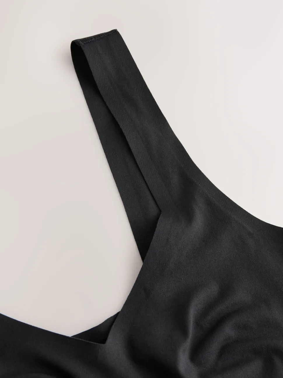 self. Black V-Neckline Smoothing Crop Bra