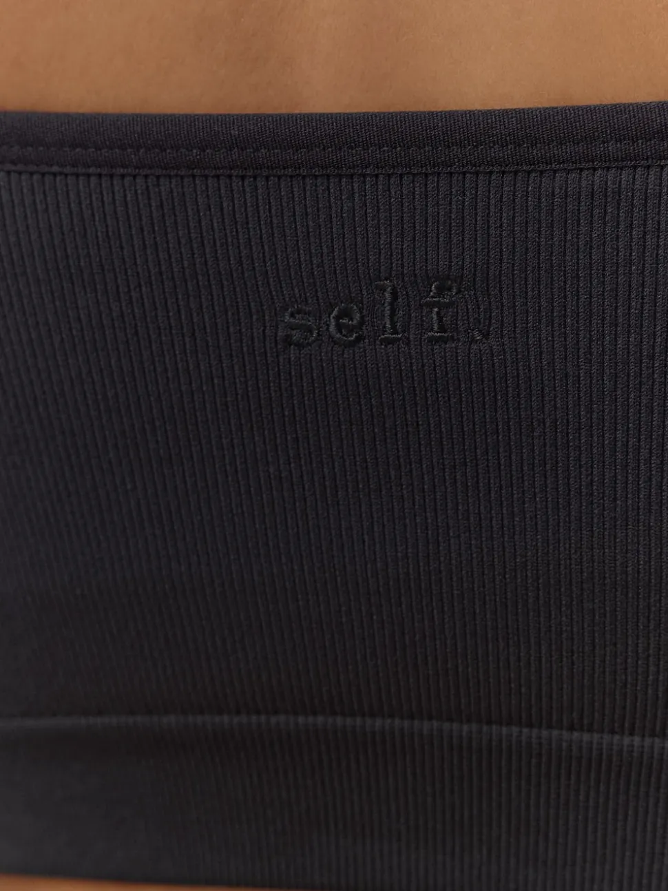 self. Black/White Seamless Rib Long Line Bralette 2 Pack