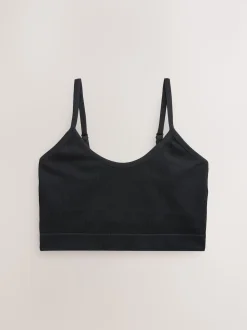 self. Black/White Seamless Rib Long Line Bralette 2 Pack