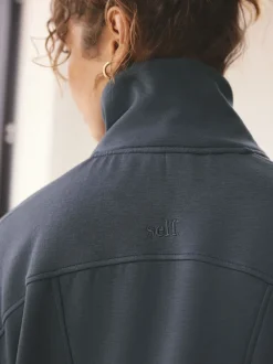 self. Blue Half Zip Modal Sweatshirt