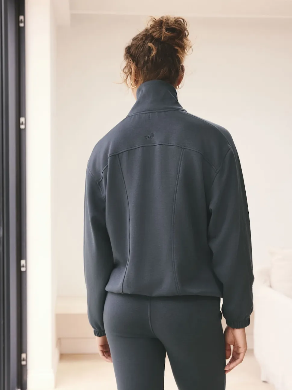 self. Blue Half Zip Modal Sweatshirt