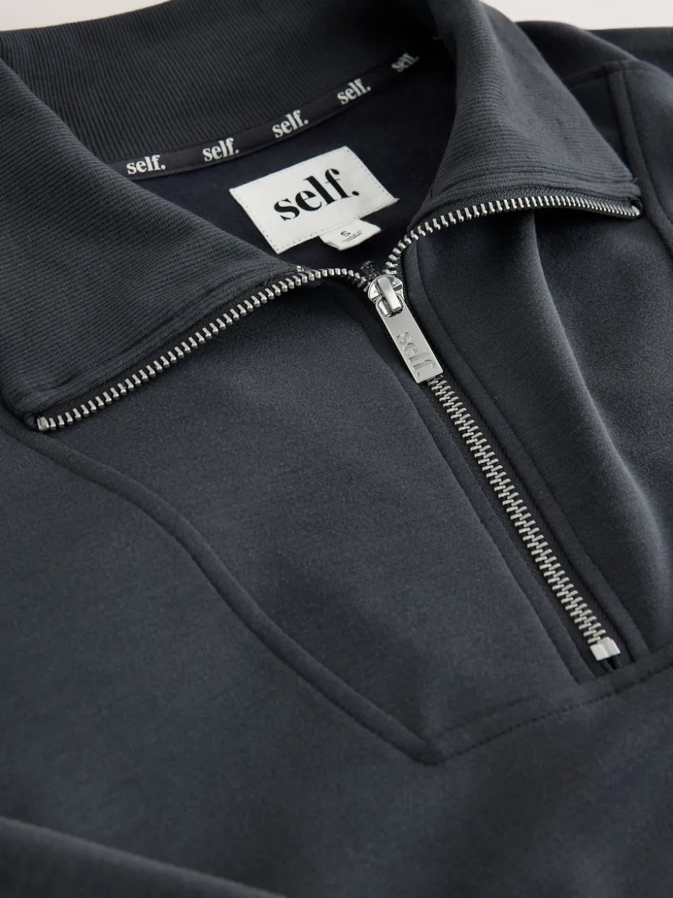 self. Blue Half Zip Modal Sweatshirt