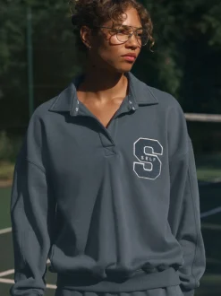 self. Blue Rugby Sweatshirt