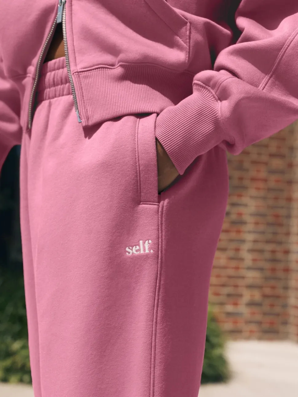 self. Bright Pink Cuffed Joggers