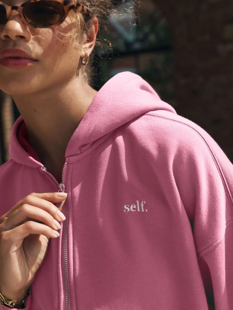 self. Bright Pink Hooded Zip Through Jacket