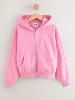 self. Bright Pink Hooded Zip Through Jacket