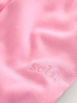 self. Bright Pink Ribbed Button Through Pyjamas