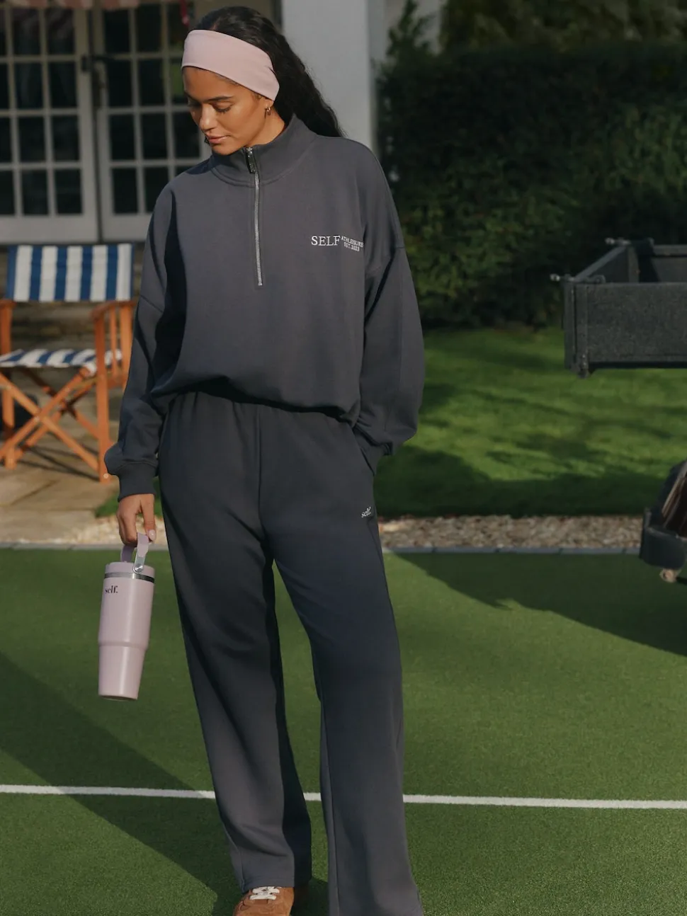 self. Charcoal Grey Half Zip Sweatshirt