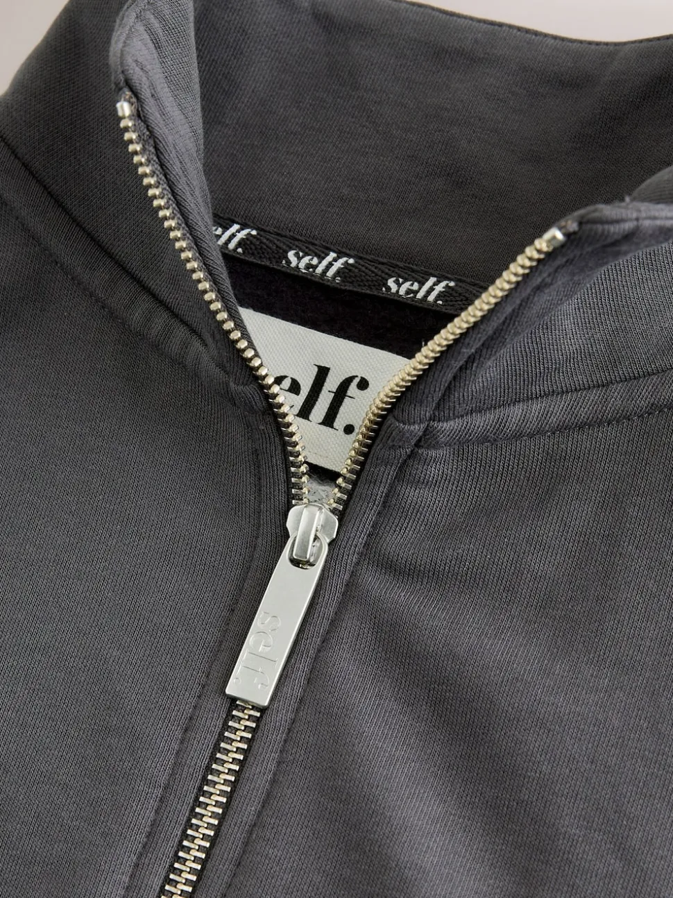 self. Charcoal Grey Half Zip Sweatshirt