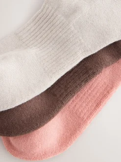 self. Choc/Neutral/Pink 3 Pack Cushion Sole Lounge Ankle Socks 3 Pack