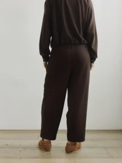 self. Chocolate Brown Barrell Leg Knitted Joggers