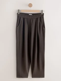 self. Chocolate Brown Barrell Leg Knitted Joggers