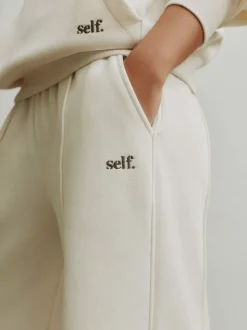 self. Cream Wide Leg Joggers