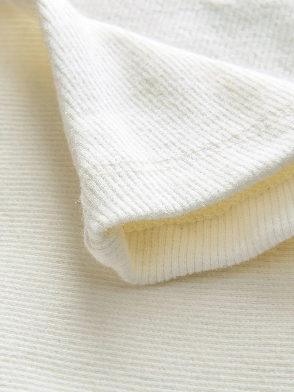 self. Ecru Cotton Rib Scoop Neck Vest