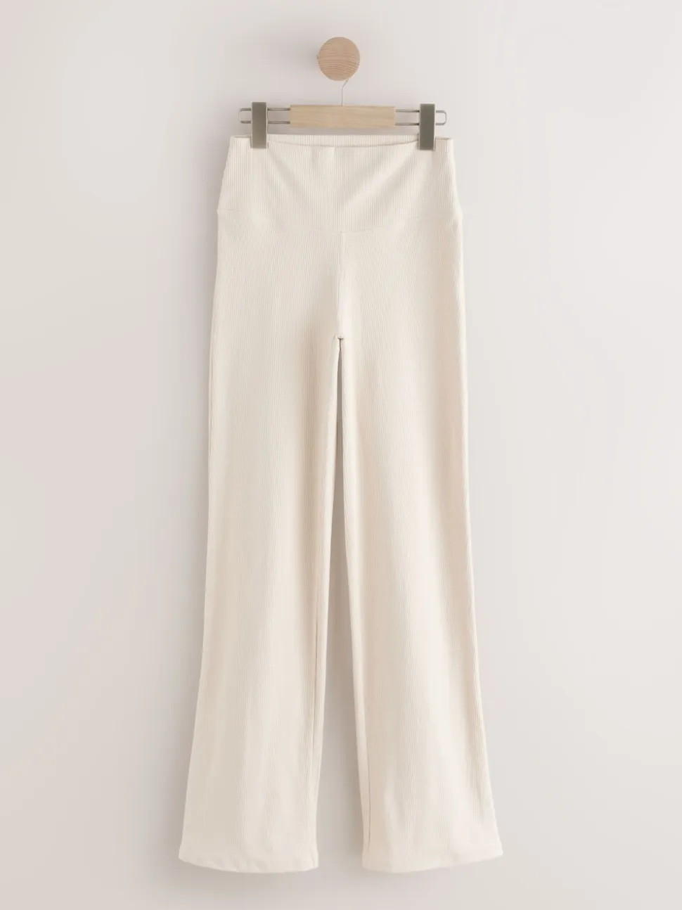 self. Ecru Rib Wide Leggings