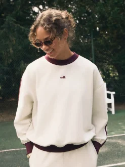 Self. Ecru/BerryColourblock Sweatshirt