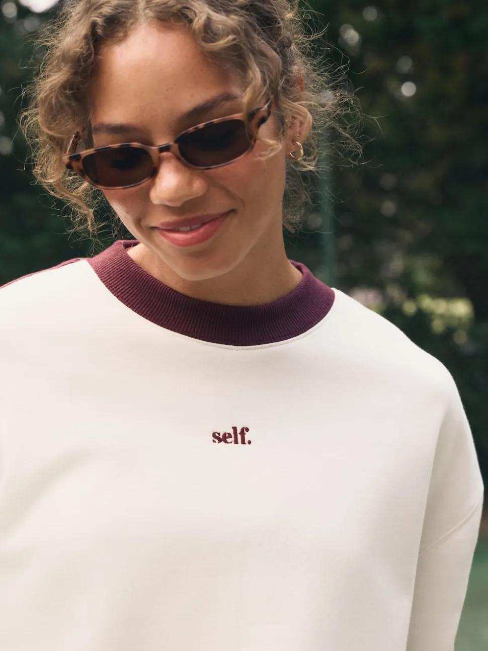 Self. Ecru/BerryColourblock Sweatshirt
