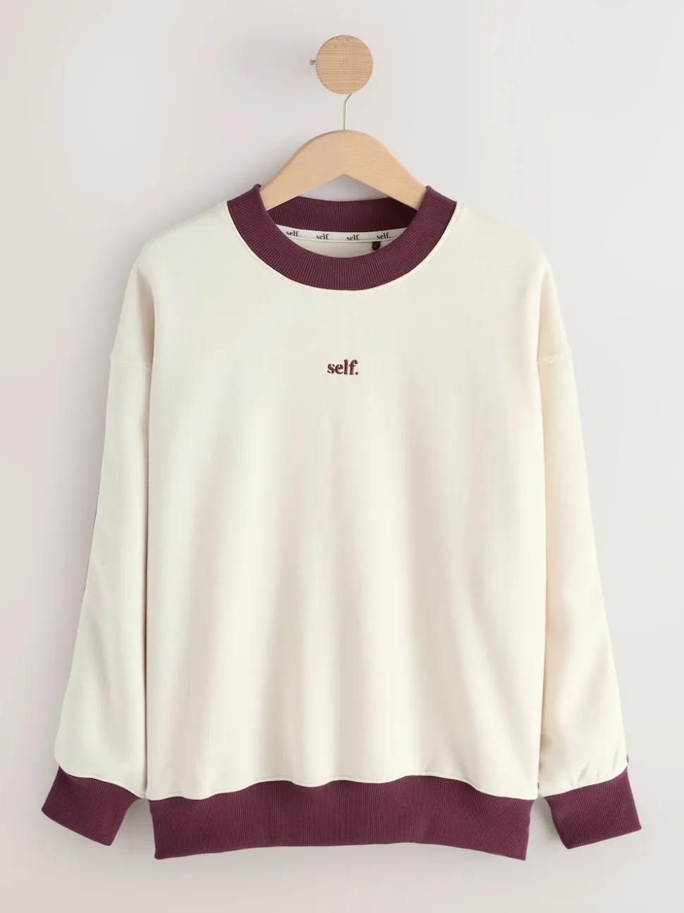 Self. Ecru/BerryColourblock Sweatshirt