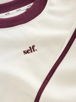 Self. Ecru/BerryColourblock Sweatshirt