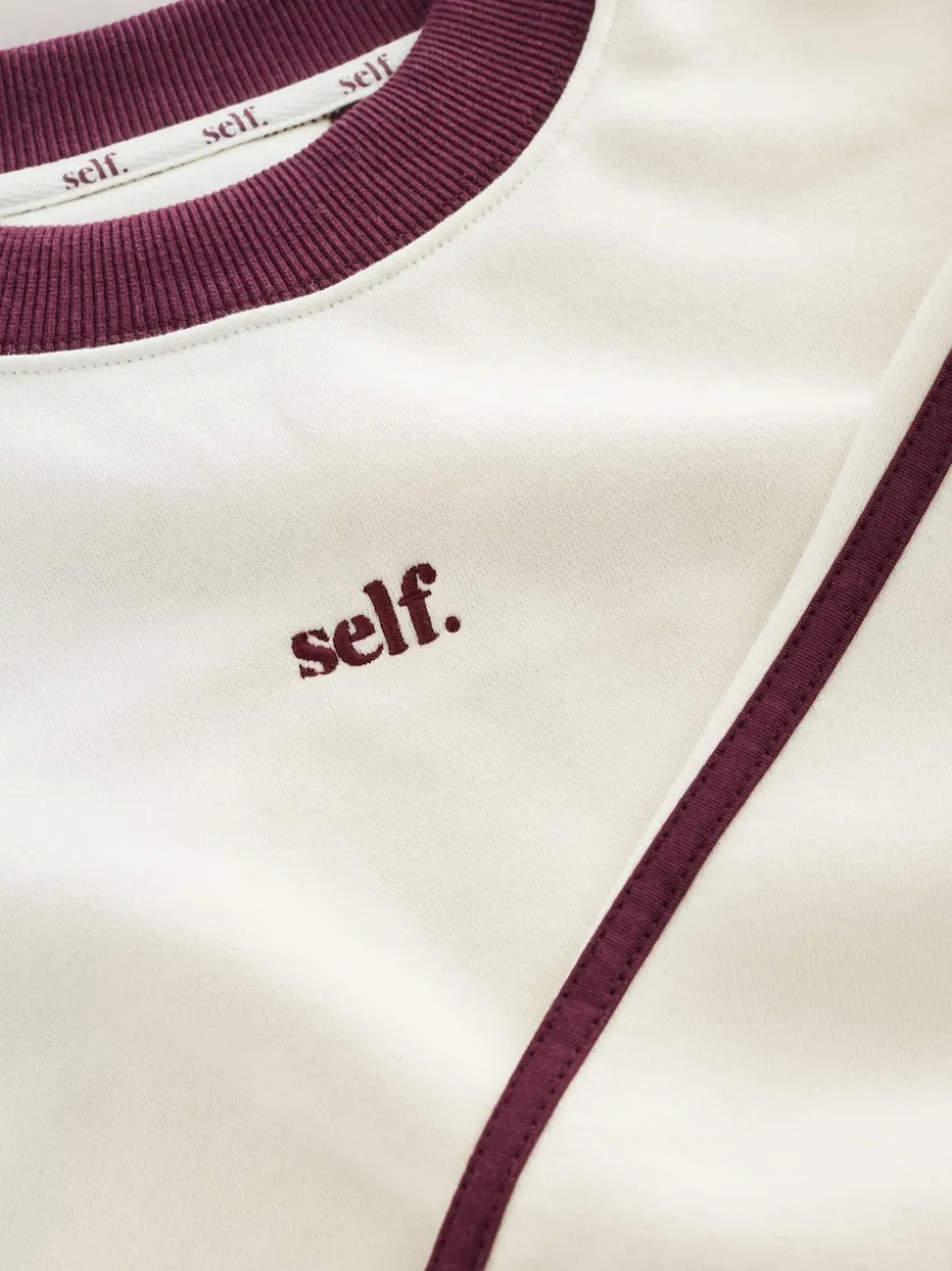 Self. Ecru/BerryColourblock Sweatshirt