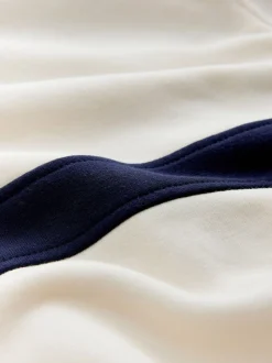self. Ecru/Navy Half Zip Fleece Top