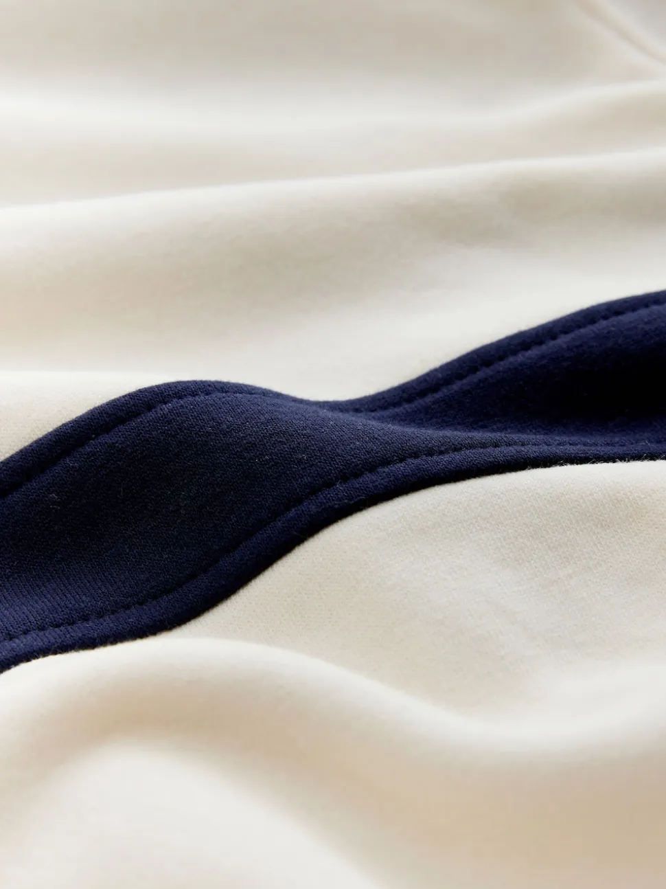 self. Ecru/Navy Half Zip Fleece Top