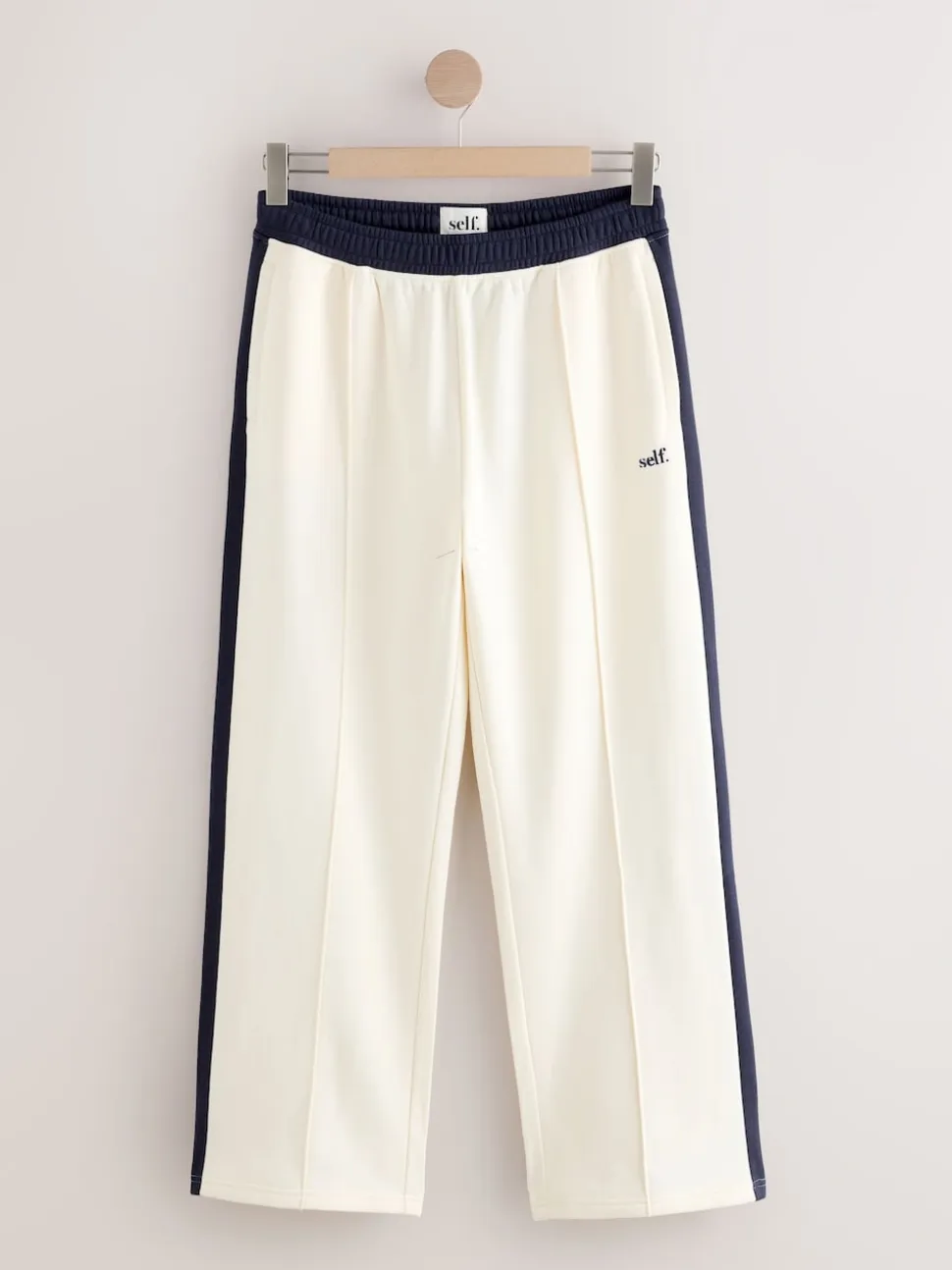 self. Ecru/Navy Wide Leg Joggers