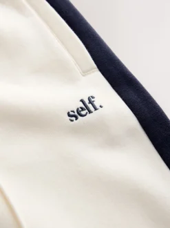 self. Ecru/Navy Wide Leg Joggers