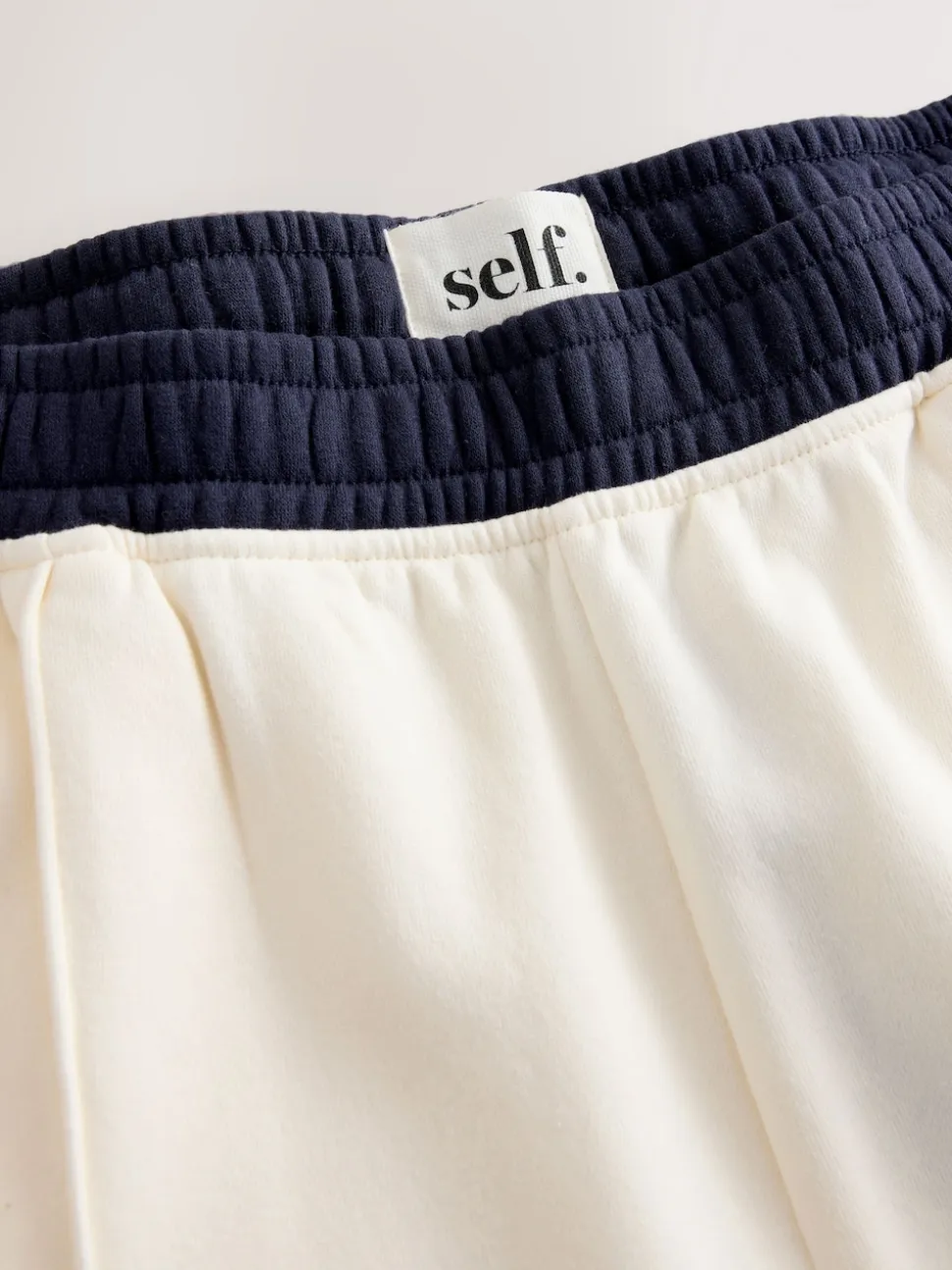 self. Ecru/Navy Wide Leg Joggers