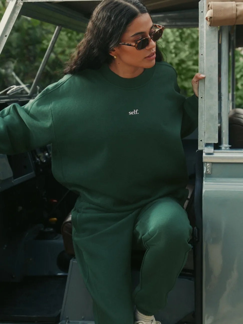 self. Green Cuffed Joggers