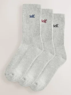 self. Grey / Navy / Berry 3 Pack Cushion Sole Lounge Ankle Socks 3 Pack