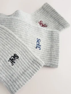 self. Grey / Navy / Berry 3 Pack Cushion Sole Lounge Ankle Socks 3 Pack