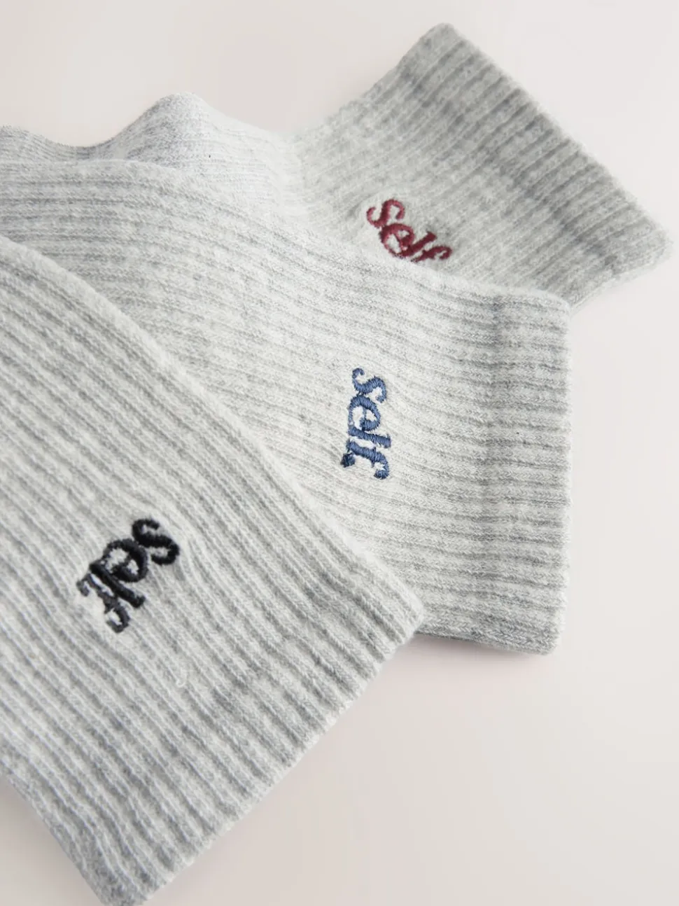 self. Grey / Navy / Berry 3 Pack Cushion Sole Lounge Ankle Socks 3 Pack