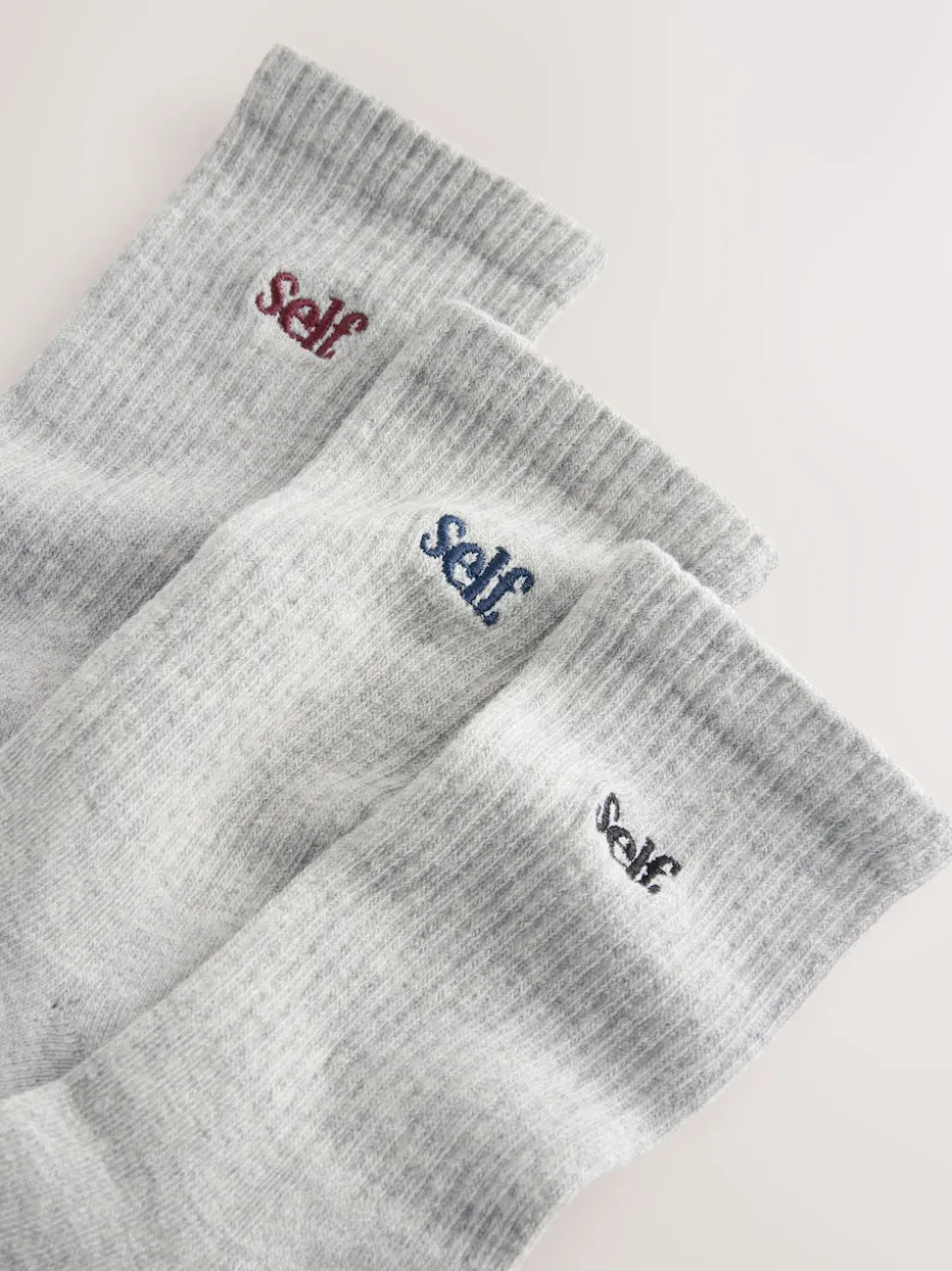 self. Grey / Navy / Berry 3 Pack Cushion Sole Lounge Ankle Socks 3 Pack