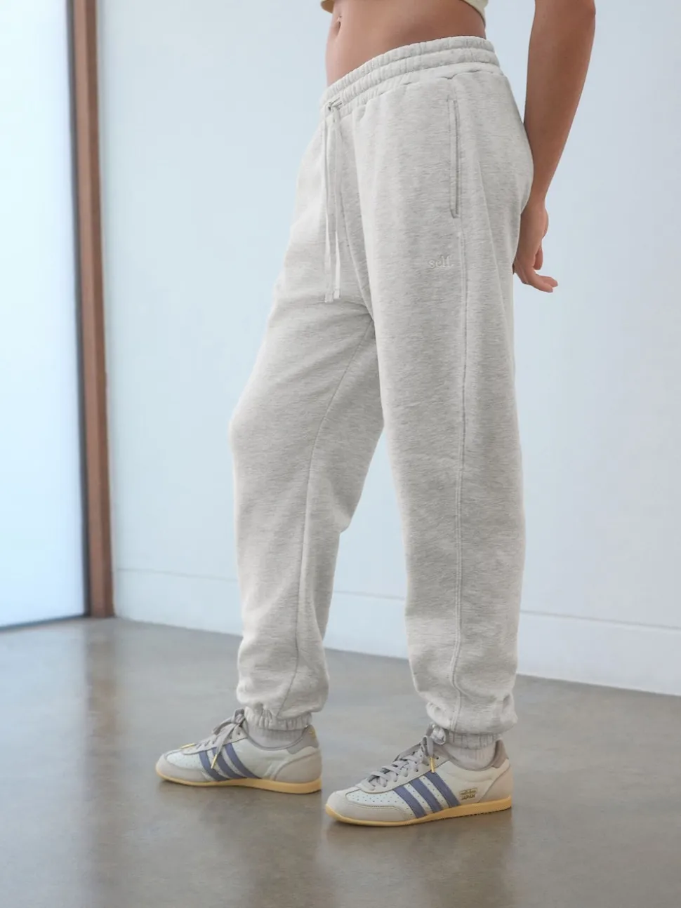 self. Grey Cuffed Joggers