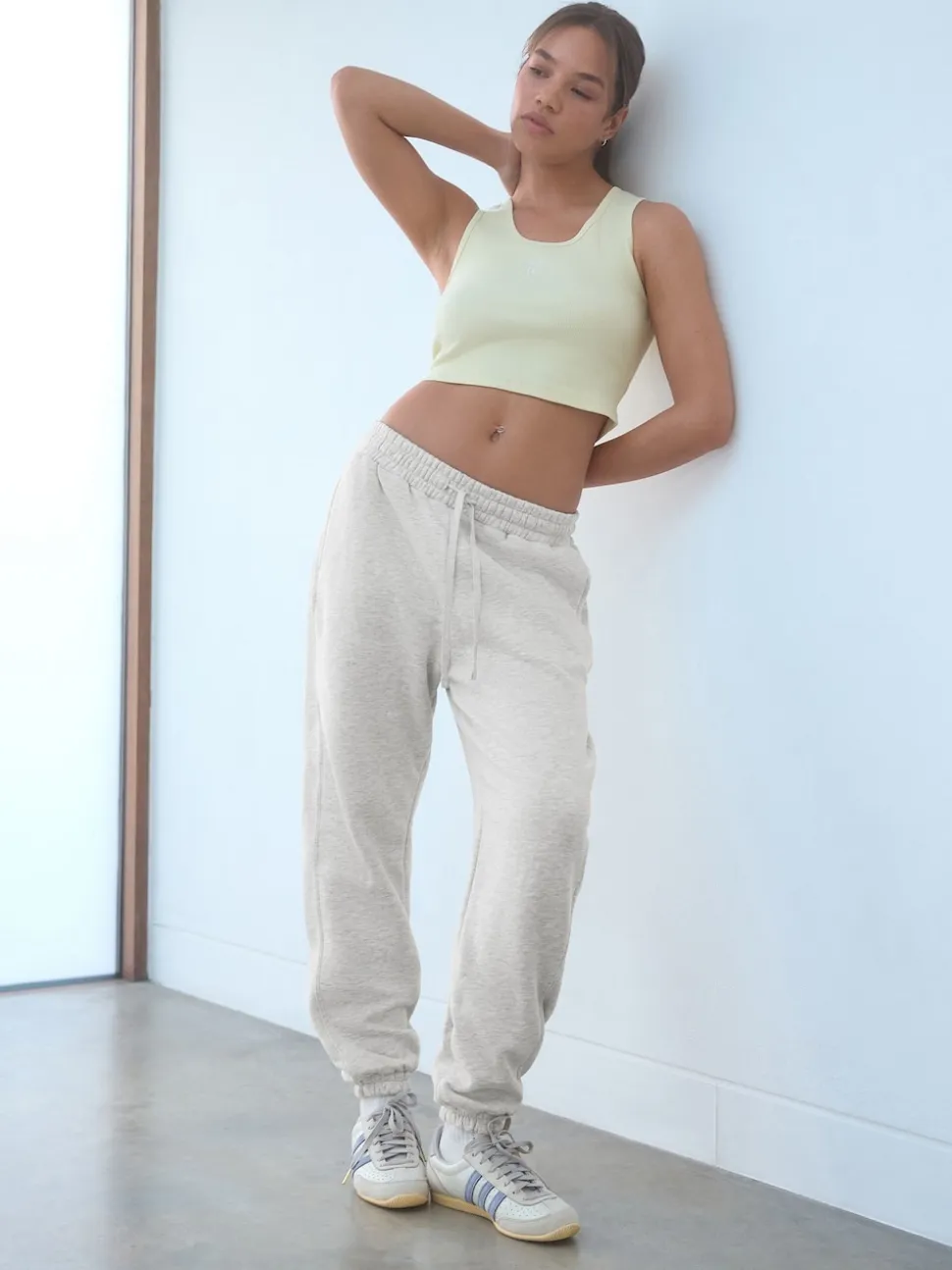 self. Grey Cuffed Joggers